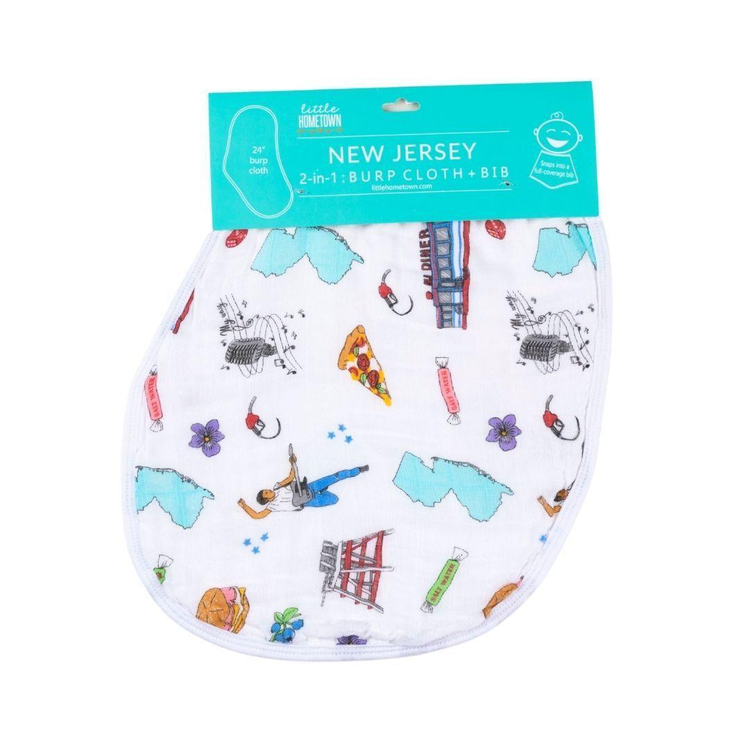 Baby Burp Cloth and Wraparound Bib (New Jersey Baby) by Little Hometown