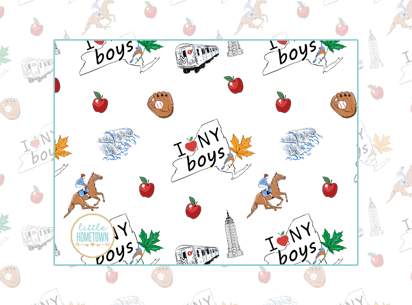 Baby Burp Cloth and Wraparound Bib:  New York Boy by Little Hometown