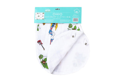 Baby Burp Cloth and Wraparound Bib Ohio Baby by Little Hometown