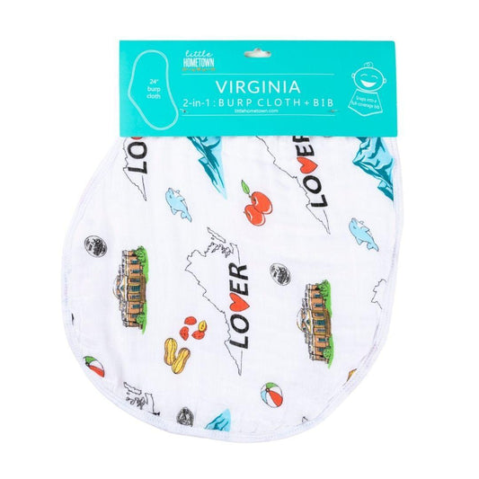 Baby Burp Cloth and Wraparound Bib (Virginia Baby) by Little Hometown