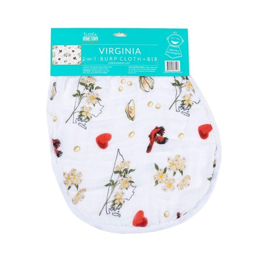 Baby Burp Cloth and Wraparound Bib (Virginia Floral) by Little Hometown