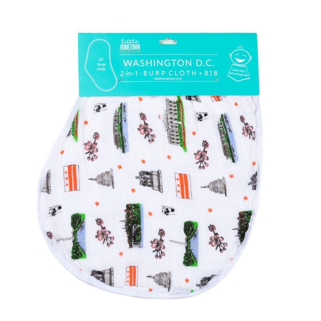 Baby Burp Cloth and Wraparound Bib (Washington DC) by Little Hometown