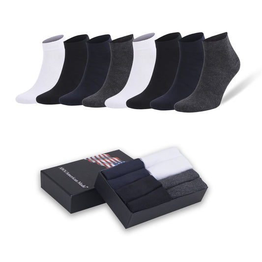 Men's Bamboo Low Cut Ankle Socks Odor Free Breathable 8 Pairs with Gift Box by Mars Outlet Store LLC