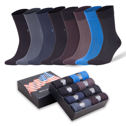 8 Pairs - Men's Bamboo Trouser Dress Socks Business Casual Socks with Gift Box by Mars Outlet Store LLC