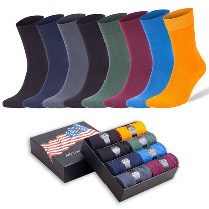 8 Pairs - Men's Bamboo Trouser Dress Socks Business Casual Socks with Gift Box by Mars Outlet Store LLC