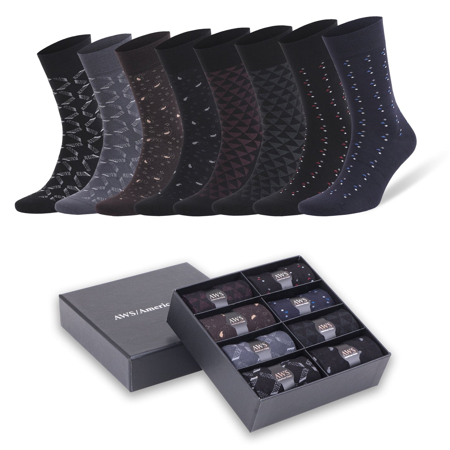 8 Pairs - Men's Bamboo Trouser Dress Socks Business Casual Socks with Gift Box by Mars Outlet Store LLC