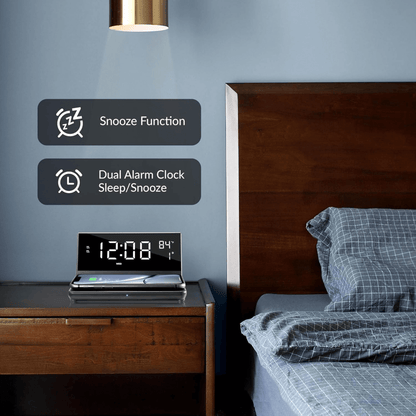 Supersonic Dual Alarm Clock with 2-in-1 Wireless Charger by Jupiter Gear Home