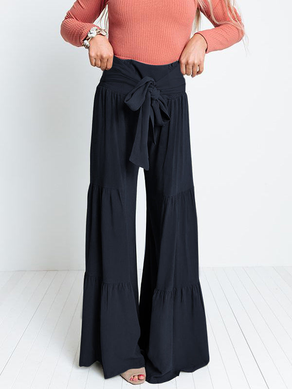 11 Colors Simple High Waisted Solid Color Casual Wide Leg Pants by migunica