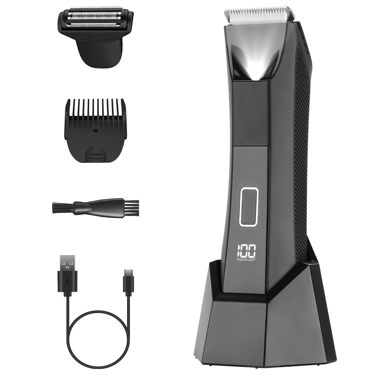 2-in-1 Electric Body Trimmer for Men, Cordless Beard & Groin Shaver, Waterproof IPX7 Razor with LED & LCD Display by VYSN