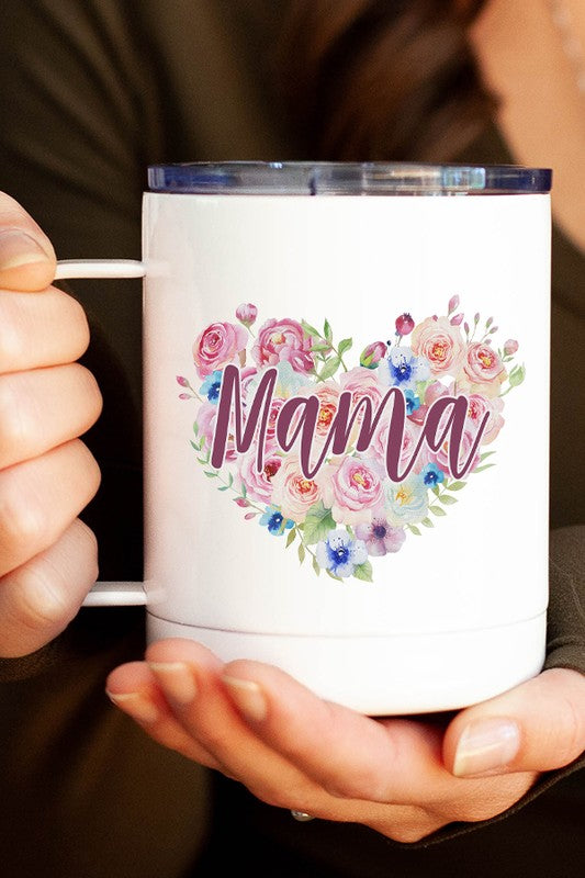 Mama Floral Heart Travel Mug