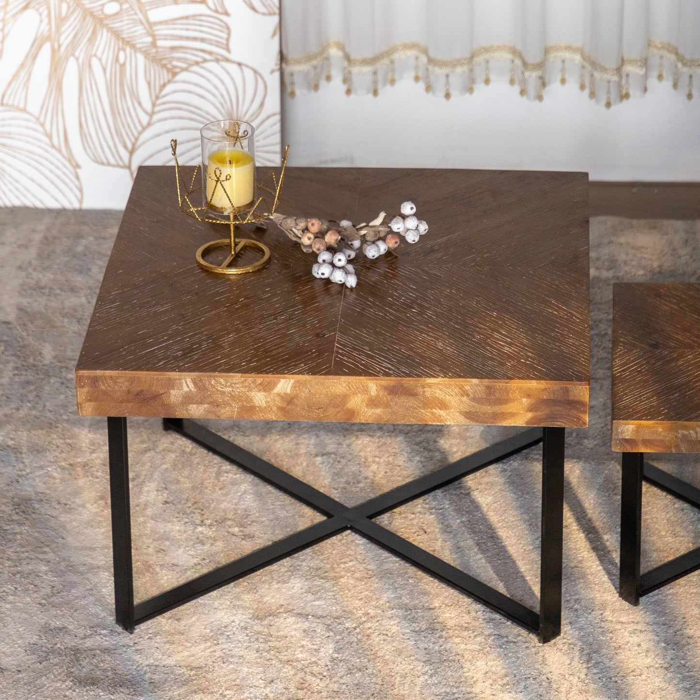 Modern Retro Splicing Square Coffee Table Set of 2 by Blak Hom