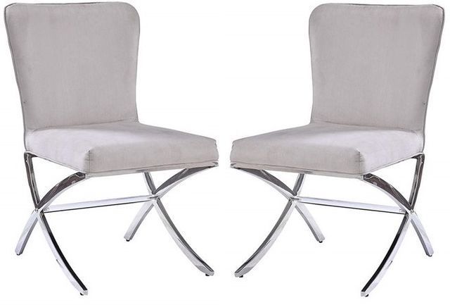 ACME Daire Side Chair (Set-2) in Velvet & Chrome 71182