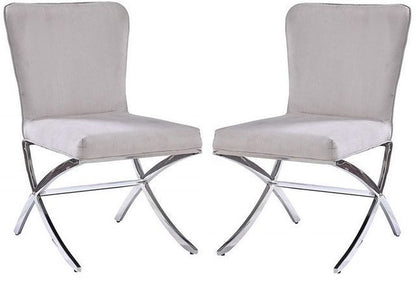 ACME Daire Side Chair (Set-2) in Velvet & Chrome 71182