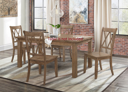 Casual Brown Finish Side Chairs Set of 2 Pine Veneer Transitional Double-X Back Design Dining Room Furniture