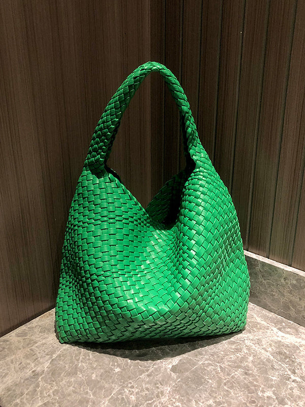 Solid Color Woven Bags Handbags by migunica