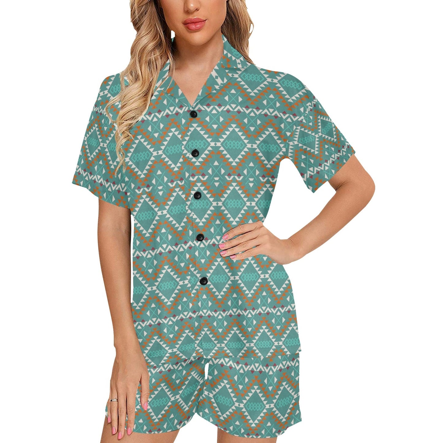 Turquoise Aztec Western Women's Pajama Set by Baha Ranch Western Wear