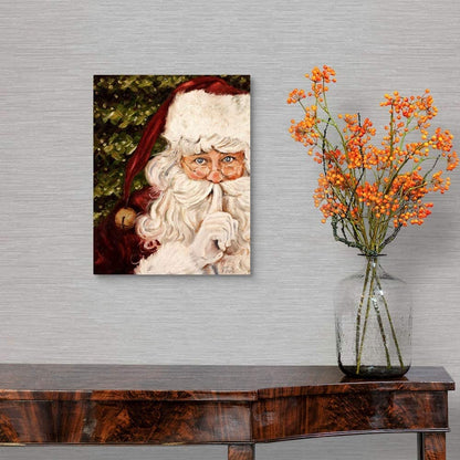 Framed Canvas Wall Art Decor Painting For Chrismas, Santa Claus be Quiet Gift Painting For Chrismas Gift, Decoration For Chrismas Eve Office Living Room, Bedroom Decor-Ready To Hang