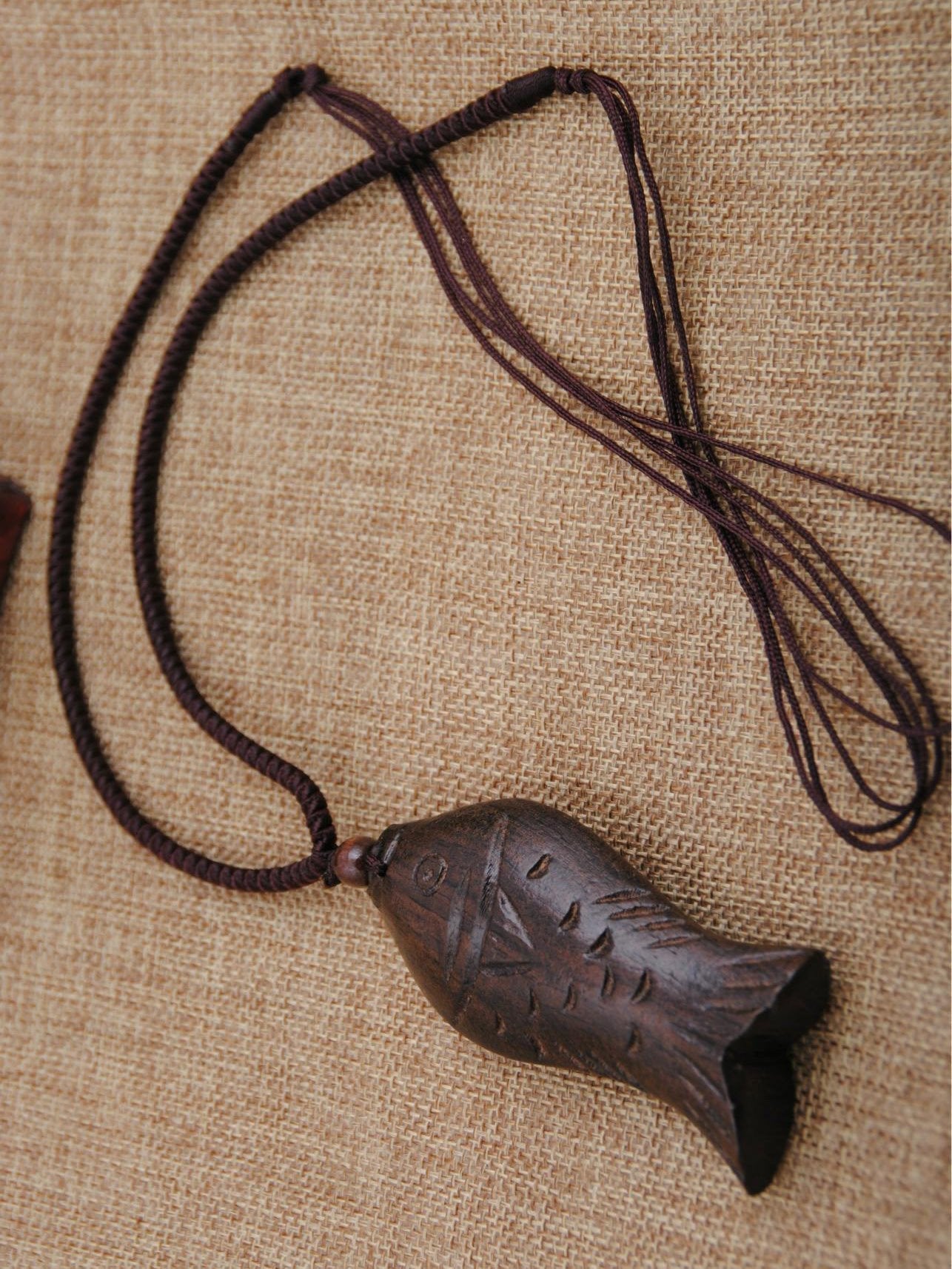 Natural National Wood Fish Necklace by migunica