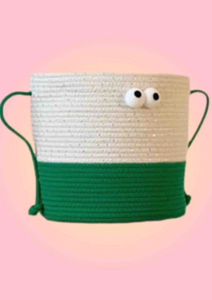 Whimsical Cute Big Eyes Woven Laundry Storage Basket Bag by INSPECIAL HOME