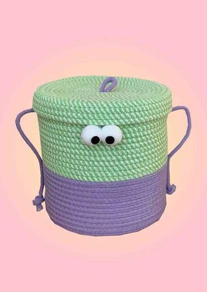 Whimsical Cute Big Eyes Woven Laundry Storage Basket Bag by INSPECIAL HOME