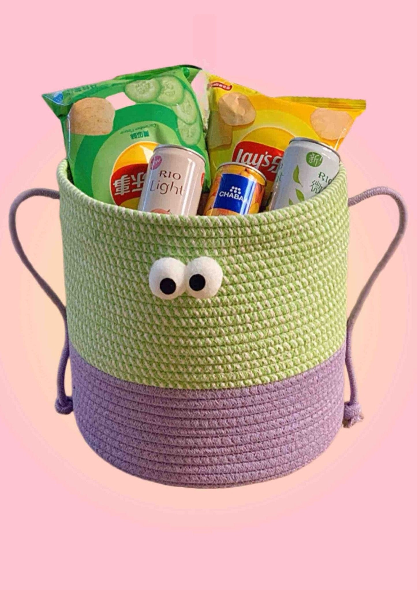 Whimsical Cute Big Eyes Woven Laundry Storage Basket Bag by INSPECIAL HOME