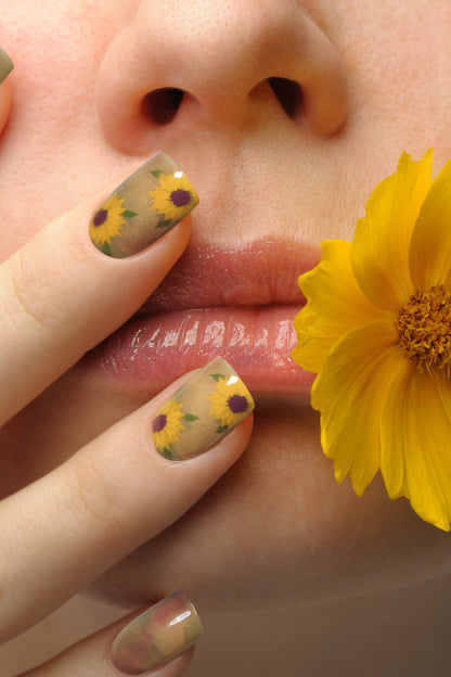 Sunflower Watercolor | Soft & Durable Press-On Nails by Bonmuz