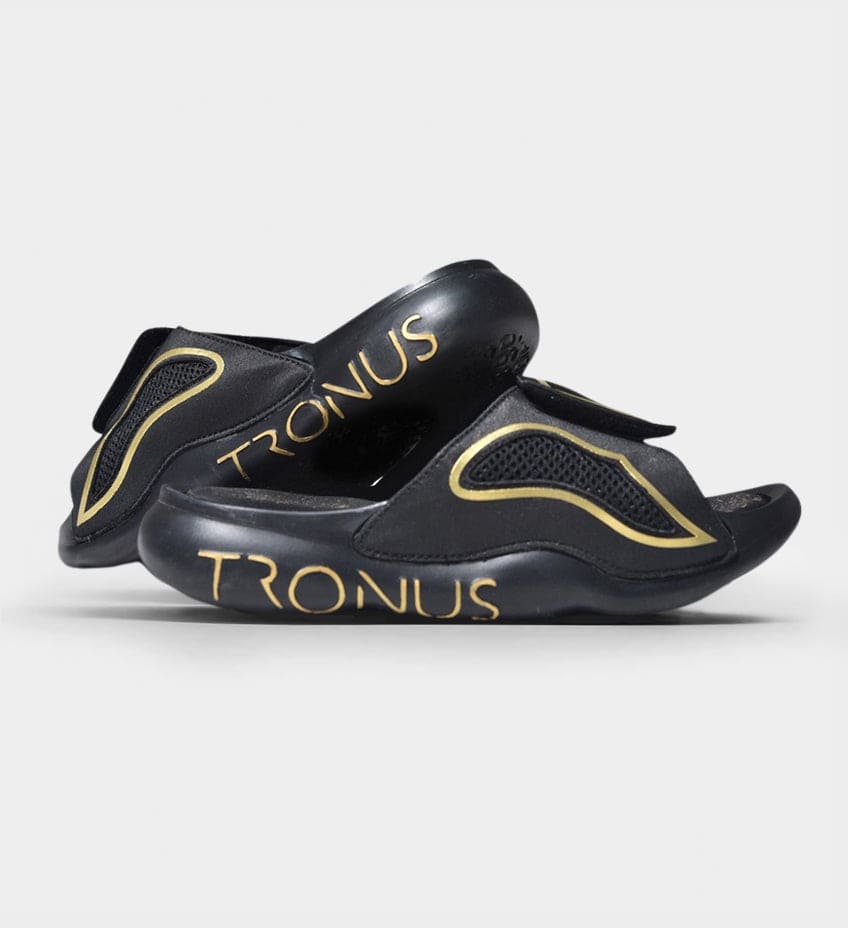 WOMENS LUXE SPORTS RECOVERY SLIDES BLACKOUT by TRONUS FOOTWEAR