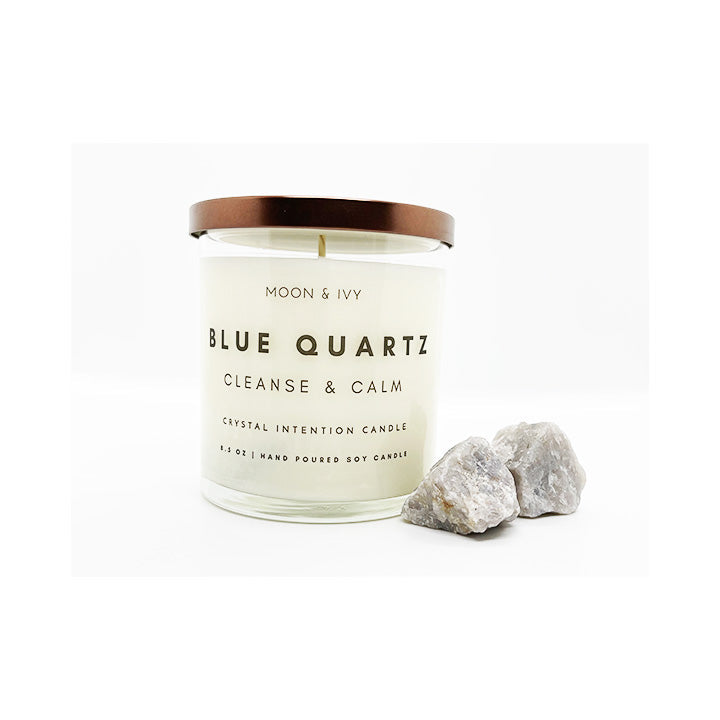 Blue Quartz Crystal Intention Candle by Moon & Ivy