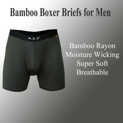 3 Pack - Bamboo Boxer Briefs for Men with Pouch Breathable Short Boxer by Mars Outlet Store LLC