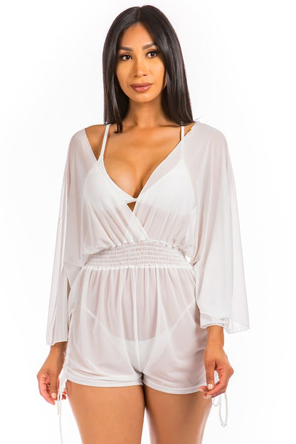 Relaxing light see through cover up romper