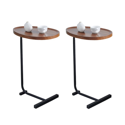 2-Pieces Brown C-shaped Side Table by Blak Hom