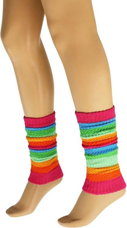 1 Pair - Leg Warmers for Women All Cotton Colorful Soft Knitted Leg Warmer by Mars Outlet Store LLC