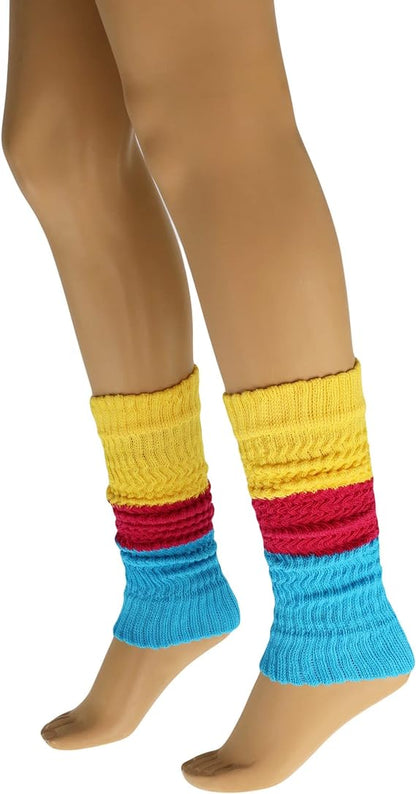 1 Pair - Leg Warmers for Women All Cotton Colorful Soft Knitted Leg Warmer by Mars Outlet Store LLC