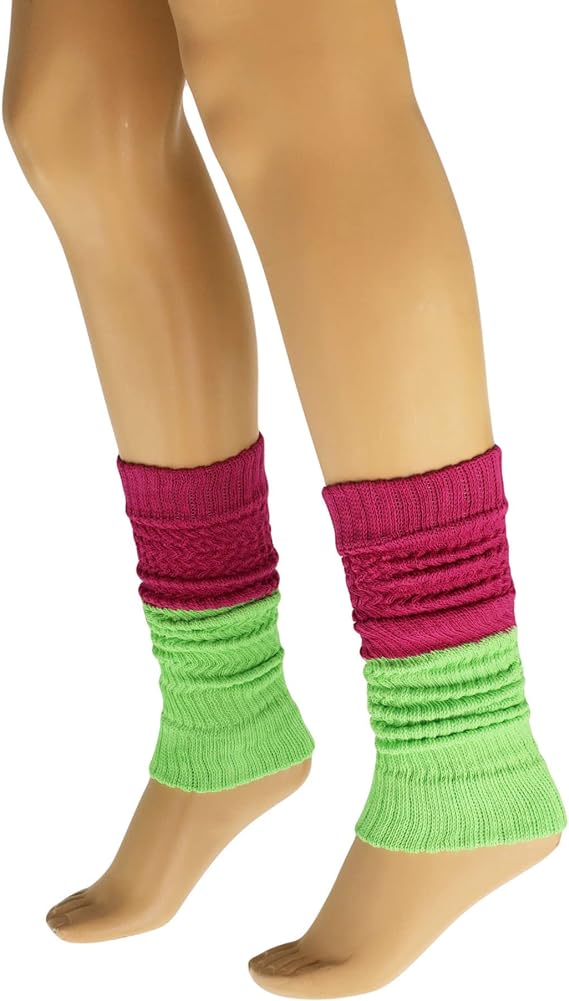 1 Pair - Leg Warmers for Women All Cotton Colorful Soft Knitted Leg Warmer by Mars Outlet Store LLC