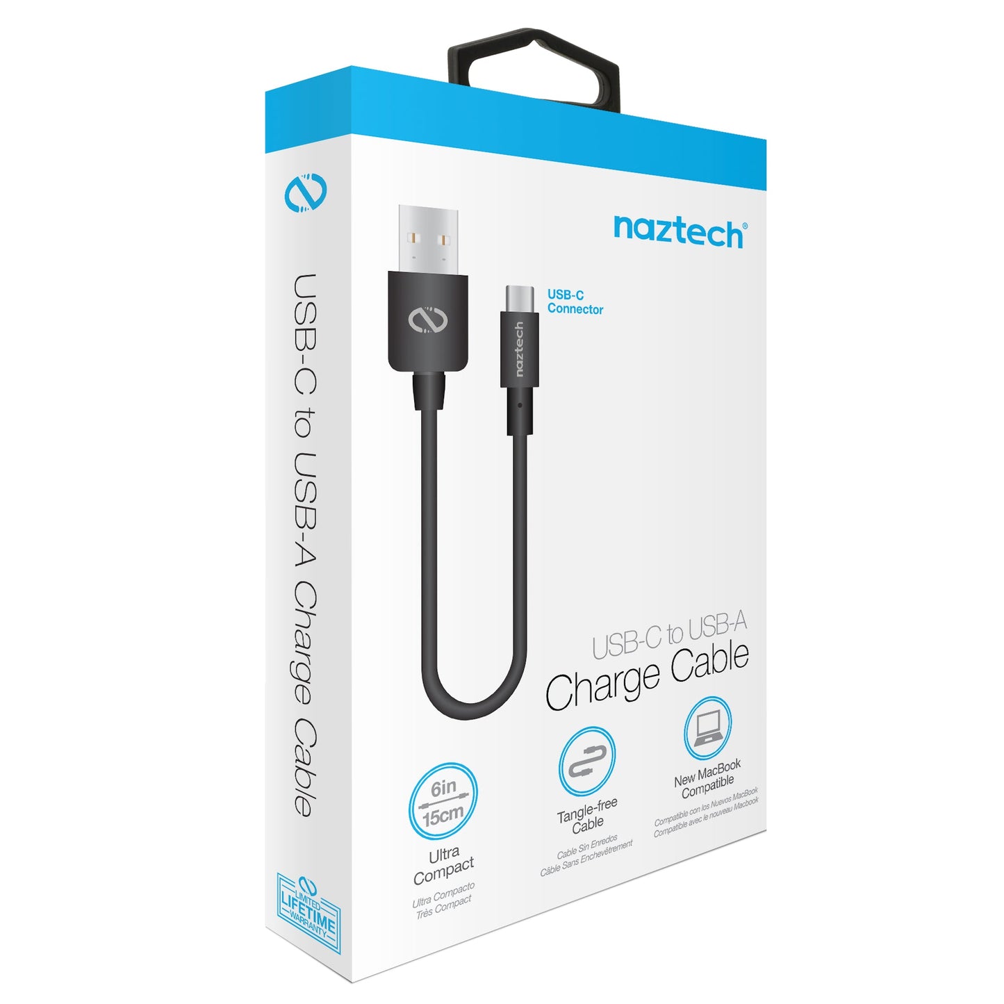 Naztech USB-A to USB-C 2.0 Charge & Sync Cable 6in (13851-HYP) by Jupiter Gear Home