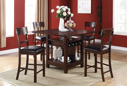 Set of 2 Chairs Dining Room Furniture Dark Brown Cushioned Solid wood Counter Height Chairs