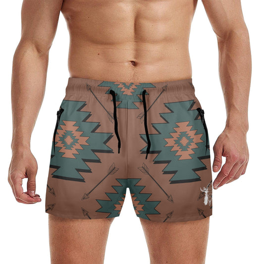 Mullet Cowboy Teal Aztec Beach Shorts by Baha Ranch Western Wear