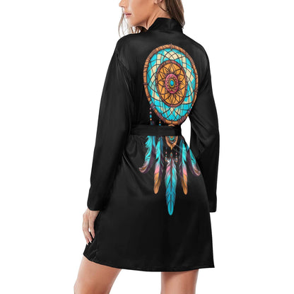 Dream Catcher Women's Belted Satin Feel Dressing Lounge Robe by Baha Ranch Western Wear