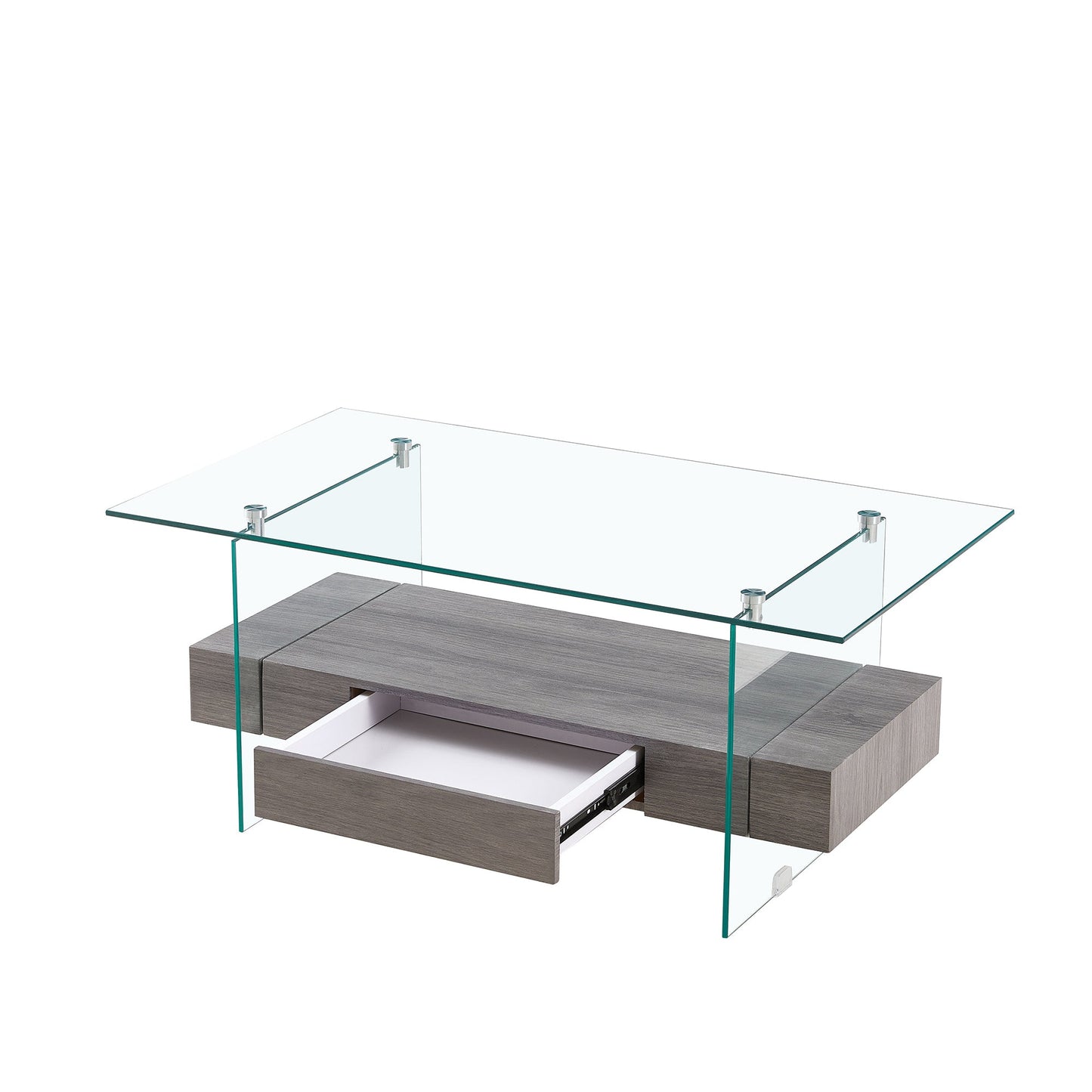 Tempered Glass Coffee Table With Dual Shelves by Blak Hom