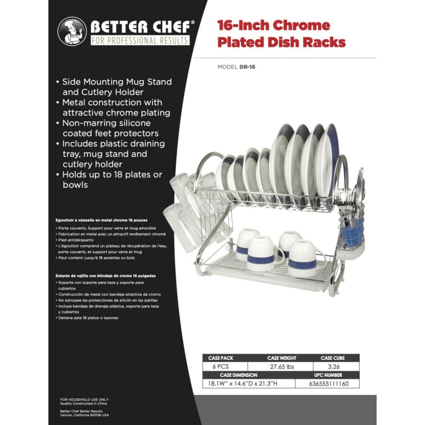 Better Chef 16" 2-Level Chrome-Plated S-Shaped Dish Rack by Jupiter Gear Home