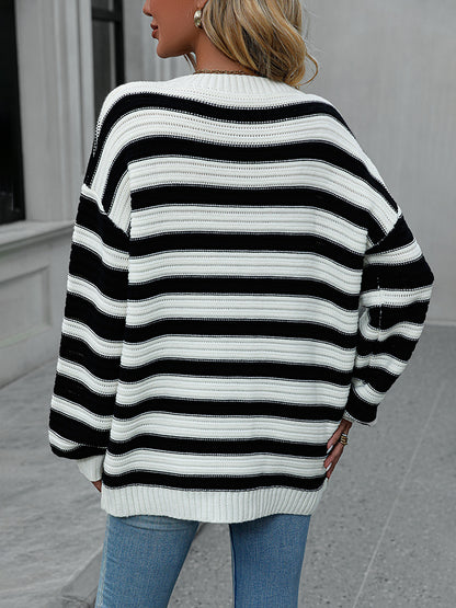 Striped Dropped Shoulder Sweater