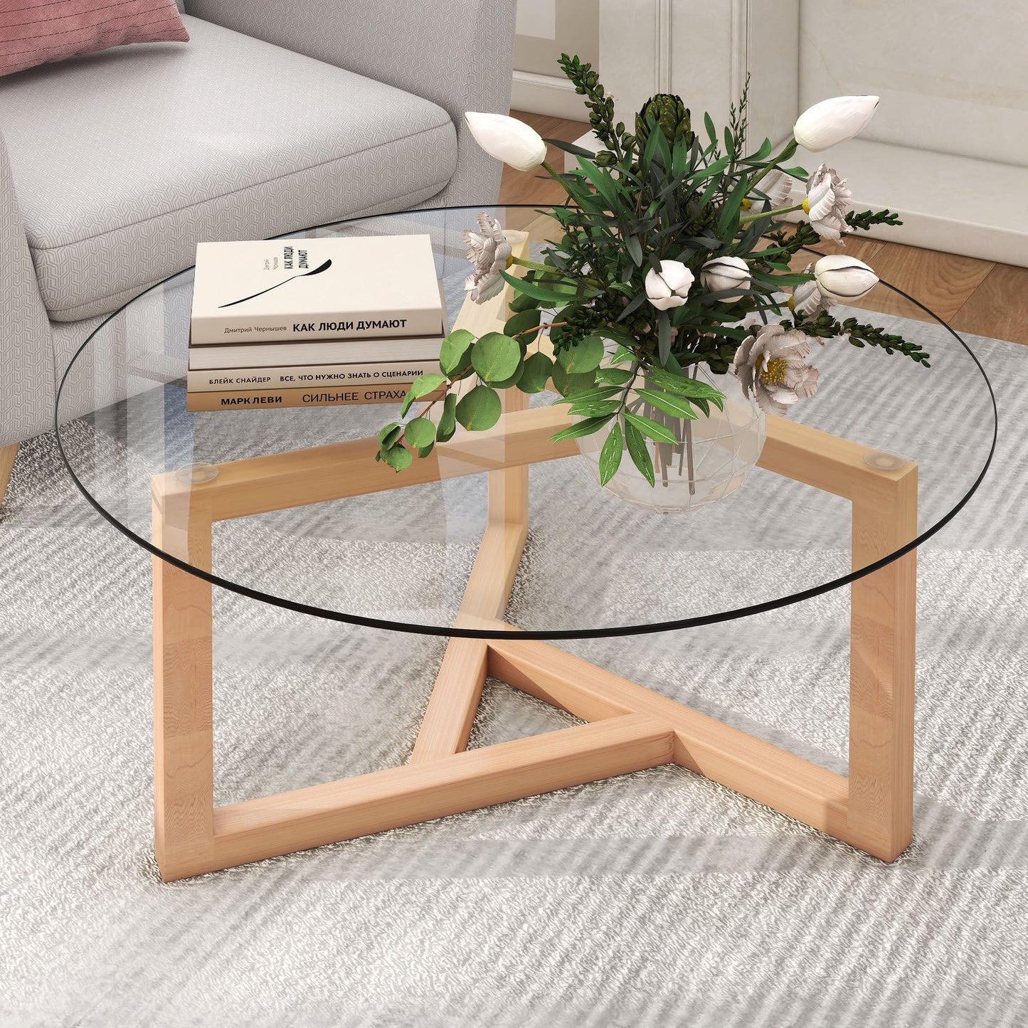 Round Glass Modern Coffee Table by Blak Hom