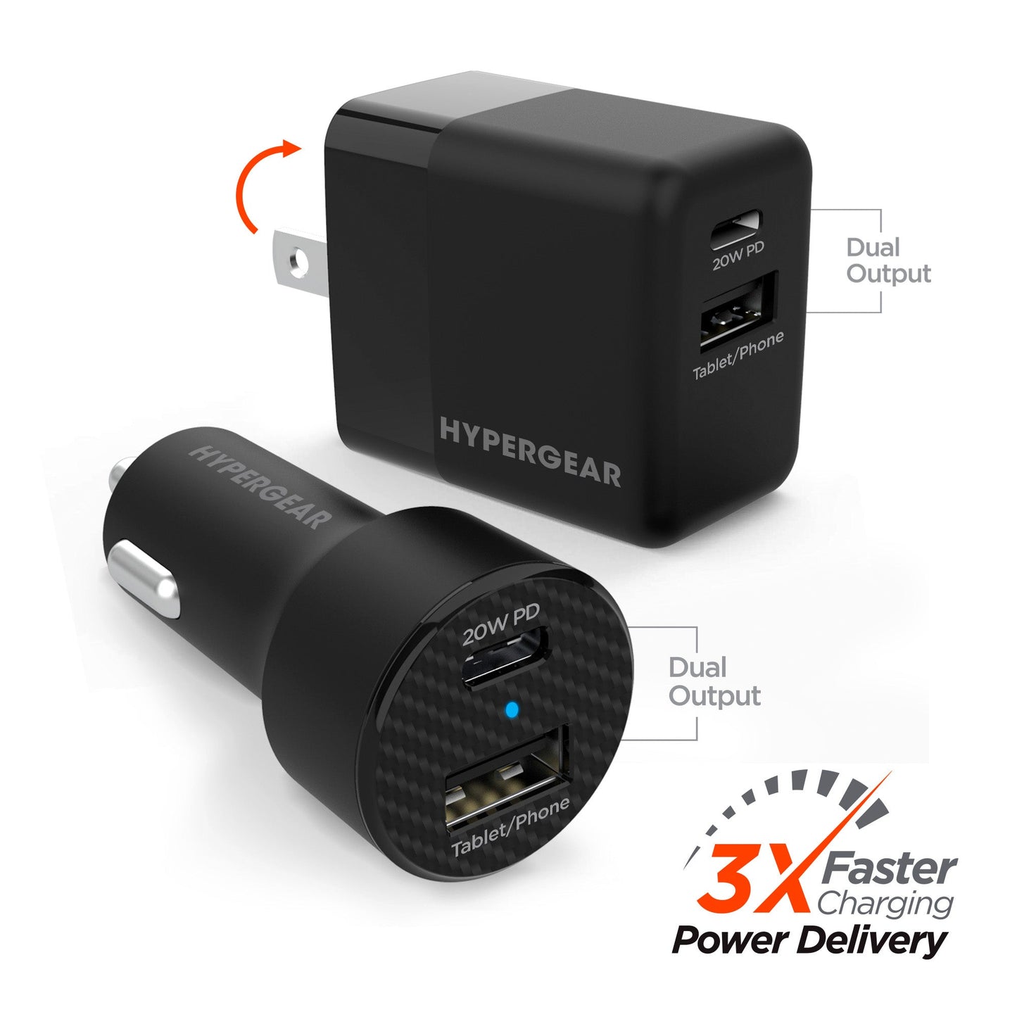 Hypergear Wall & Car Charger Bundle 20W USB-C PD & 12W USB by Jupiter Gear Home