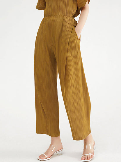 Urban Loose Pleated Wide Leg Elasticity Harem Pants by migunica