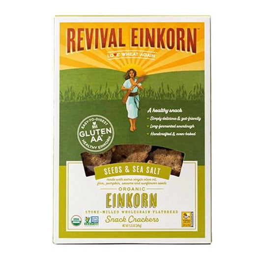 Revival Einkorn - 'Seeds & Sea Salt' Organic Einkorn Wholegrain Flatbread Crackers (145G) by The Epicurean Trader