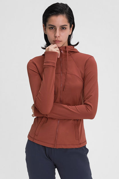 Zip Up Drawstring Detail Hooded Sports Jacket by BlakWardrob