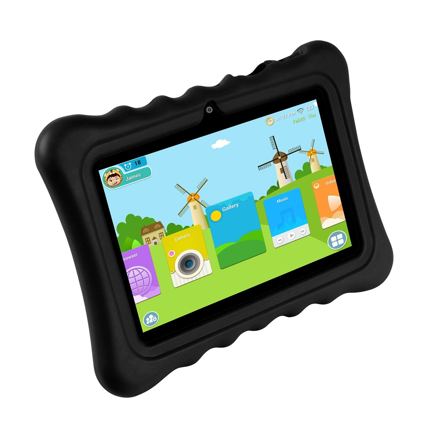 Shock-resistant Silicone Snap-on Case with Stand for 7” Tablets - Black by VYSN