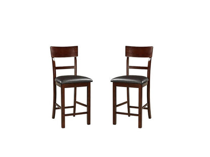 Set of 2 Chairs Dining Room Furniture Dark Brown Cushioned Solid wood Counter Height Chairs