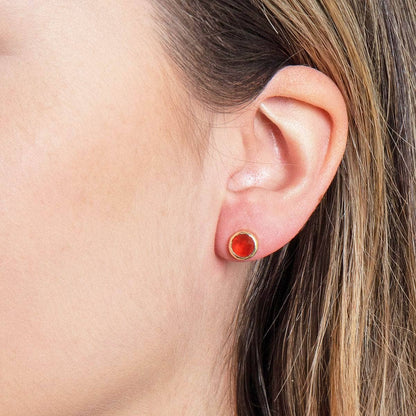 Carnelian Silver or Gold Stud Earrings by Tiny Rituals