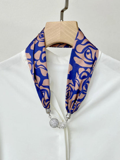 Rose Print Rhinestone Scarf by migunica